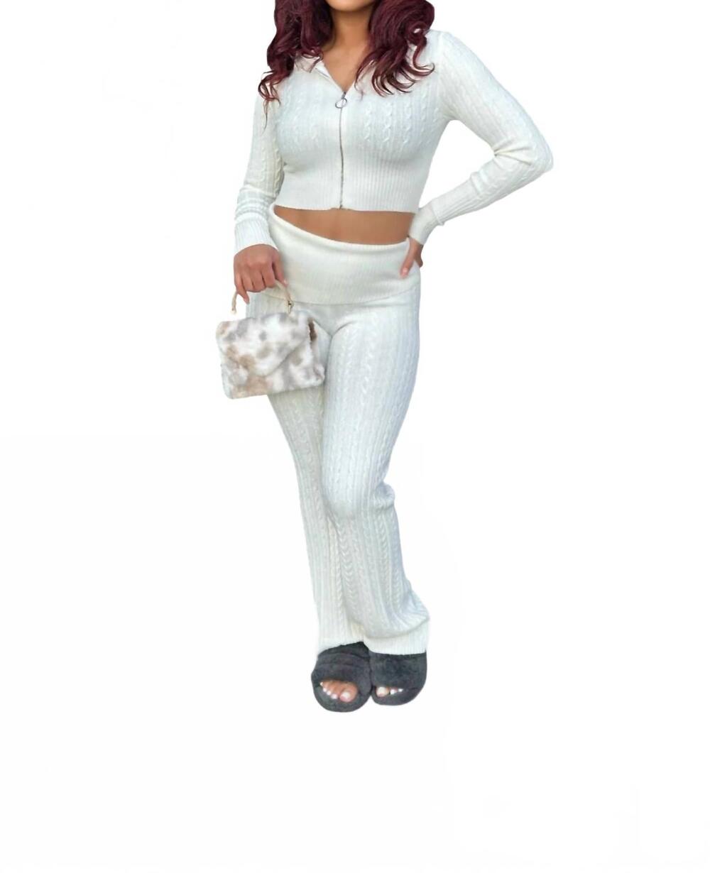 NEW BLANC easily adored cable knit sweater pants set in ivory